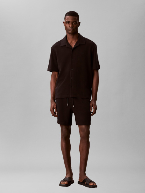 Negru Pantaloni Scurti Waffle  Barbati