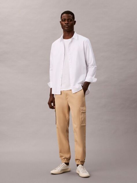 Bej Pantaloni Cargo Skinny Din Twill  Barbati