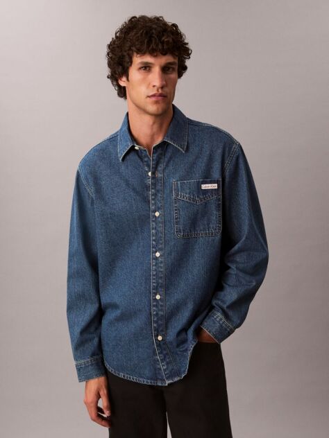 Denim Camasa Clasica Din Denim Cu Nasturi  Barbati