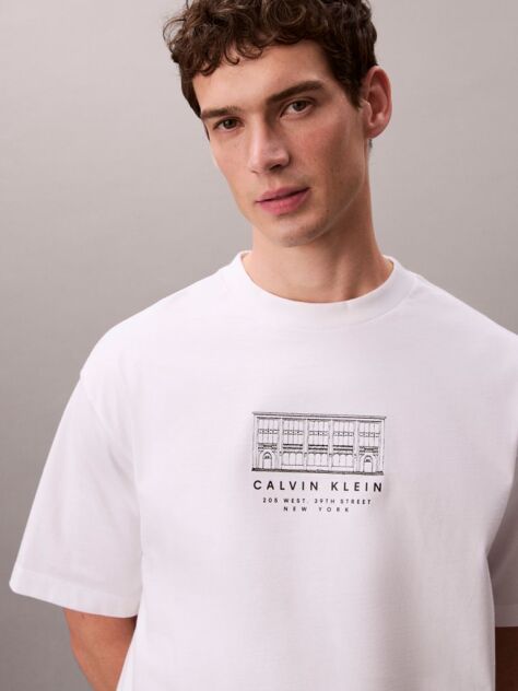 Alb Tricou Lejer Cu Print Grafic  Barbati