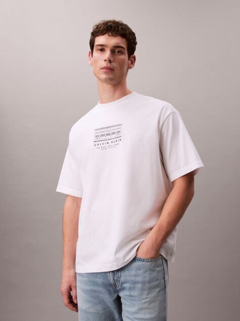 Alb Tricou Lejer Cu Print Grafic  Barbati