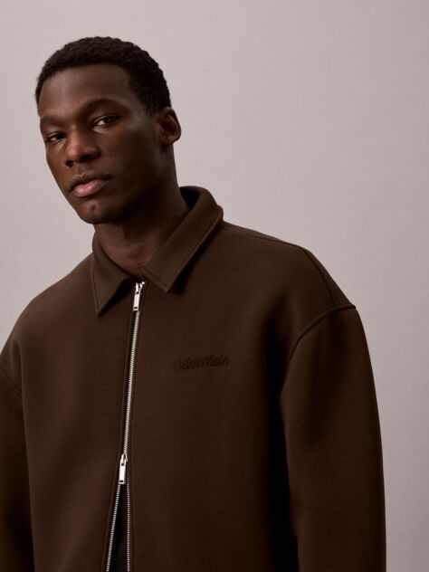 Brown Long Sleeve Cooling Spacer Full-Zip Shirt Jacket  Men