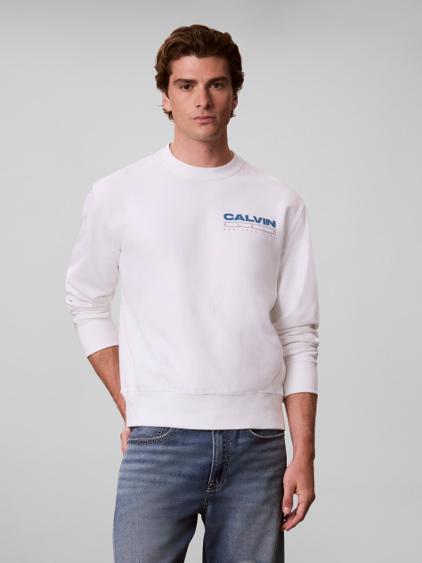 White Premium Terry Crew Neck Sweatshirt  Men