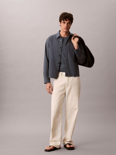 Blue Cotton Canvas Shirt Jacket  Men
