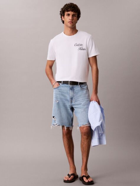 Alb Tricou Cu Logo Brodat  Barbati