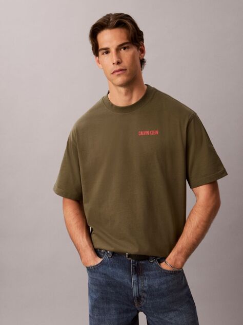Verde Tricou Lejer Cu Grafica „Calvins Or Nothing”  Barbati