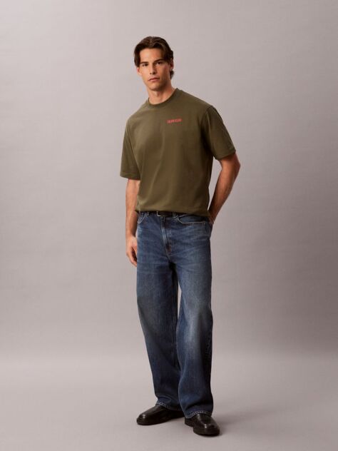 Verde Tricou Lejer Cu Grafica „Calvins Or Nothing”  Barbati