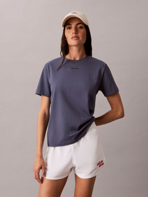 Albastru Tricou Clasic Din Bumbac Cu Logo  Femei