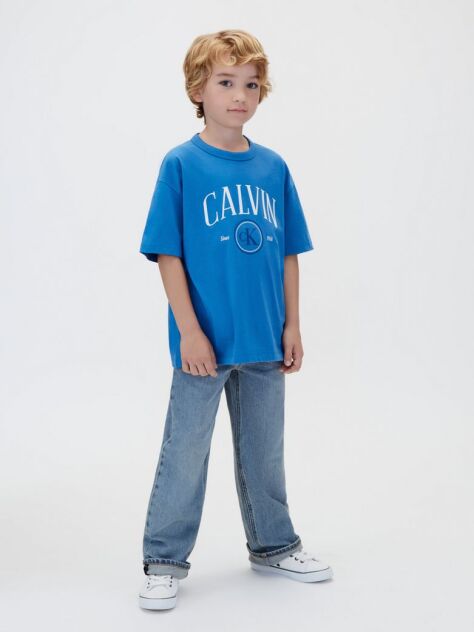 Albastru Tricou Pentru Copii Cu Logo Grafic  Baieti