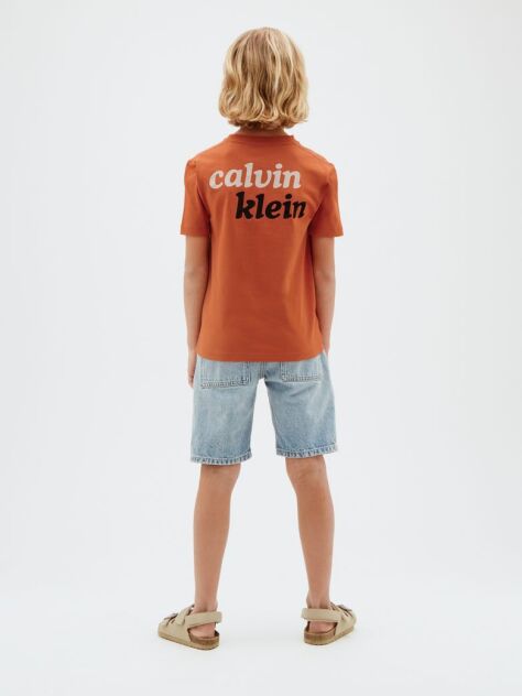 Portocaliu Tricou Cu Logo Pentru Copii  Baieti