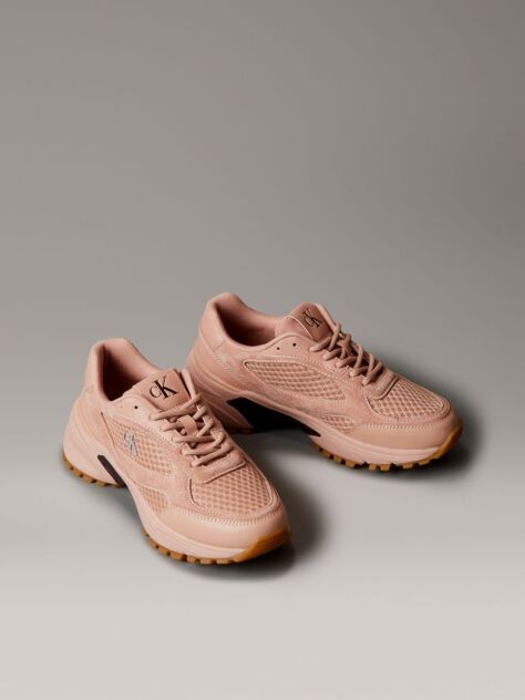 Pink Leather and Breathable Mesh Trainers  Women