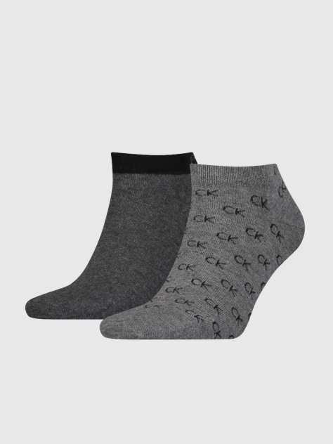 Grey Calvin Klein CK Logo Men's Sneaker Socks 2 pack  Men
