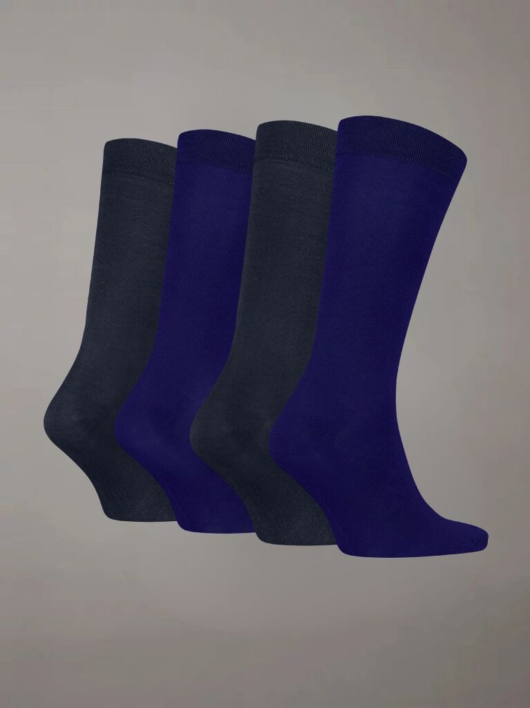 Albastru Set Cadou 4 Perechi Sosete Clasice  Barbati