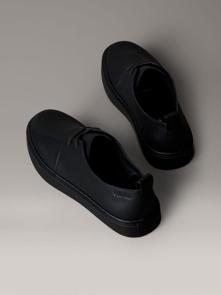 Negru Pantofi Derby Hibrizi Din Piele  Barbati