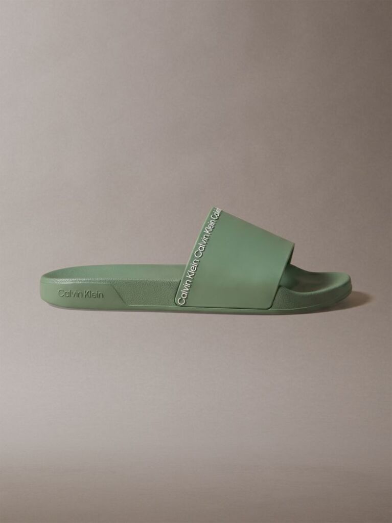 Verde Papuci Tip Sliders Cu Logo Si Design Conturat  Barbati