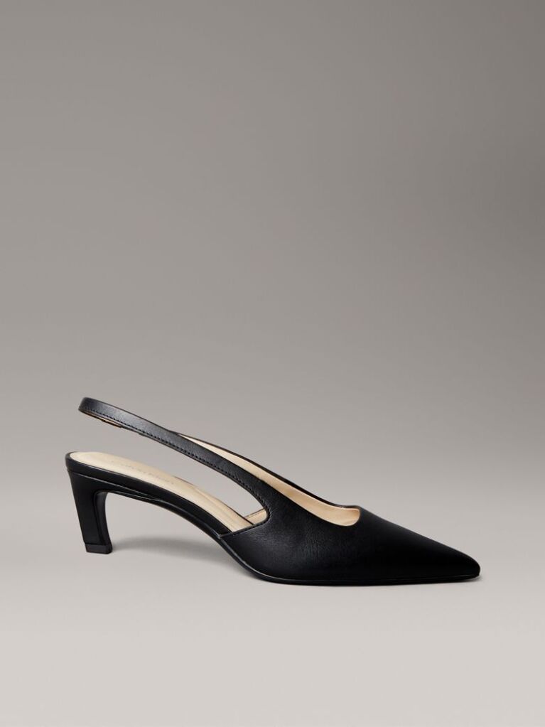 Negru Pantofi Cu Toc Tip Slingback Din Piele  Femei