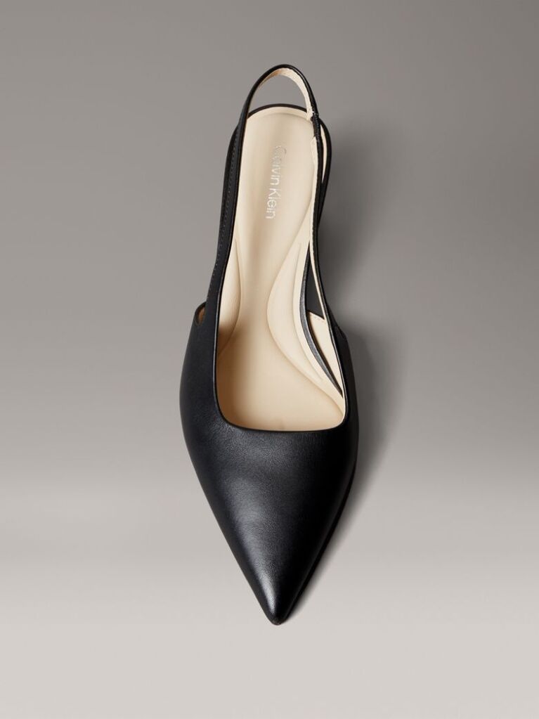 Negru Pantofi Cu Toc Tip Slingback Din Piele  Femei