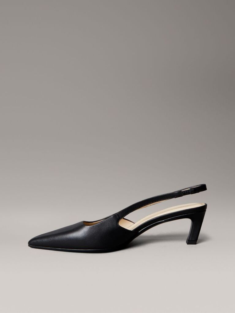 Negru Pantofi Cu Toc Tip Slingback Din Piele  Femei