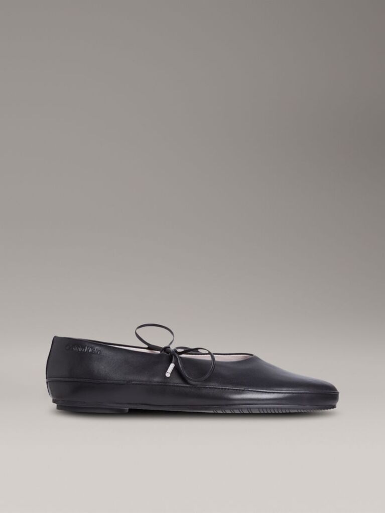 Black Leather Mary Jane Ballerinas  Women