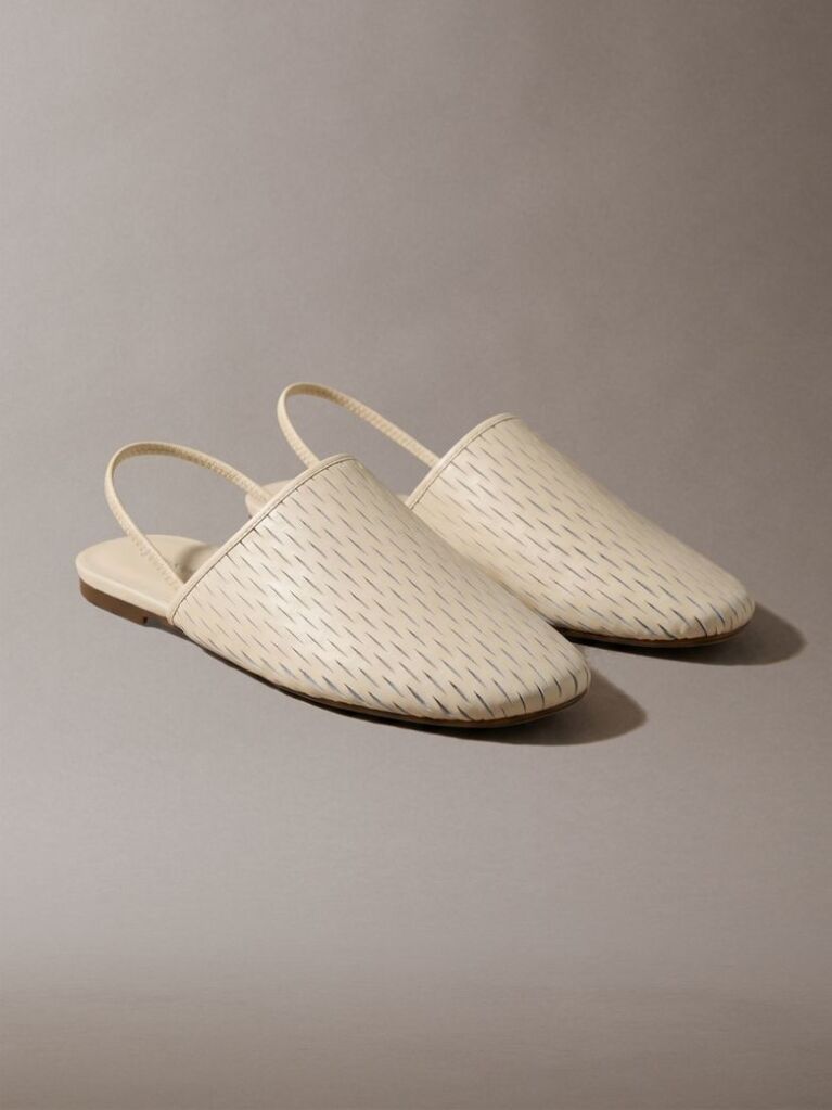 Bej Saboti Din Piele Cu Bareta Slingback Si Toc Deschis  Femei