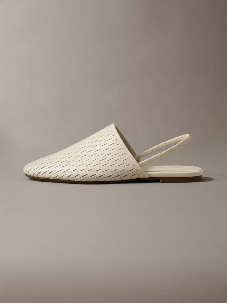 Bej Saboti Din Piele Cu Bareta Slingback Si Toc Deschis  Femei