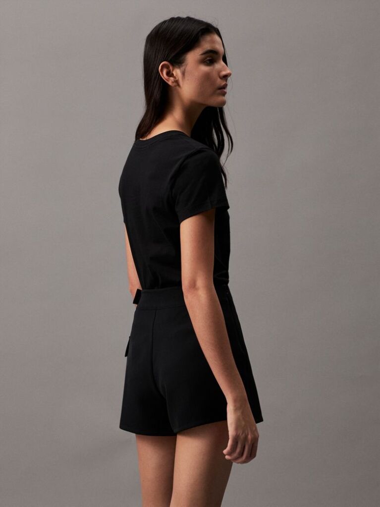 Negru Tricou Slim Din Bumbac Organic  Femei