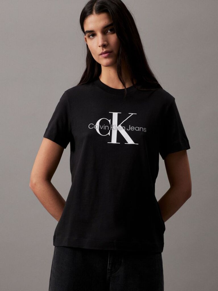 Negru Tricou Cu Logo Monograma  Femei