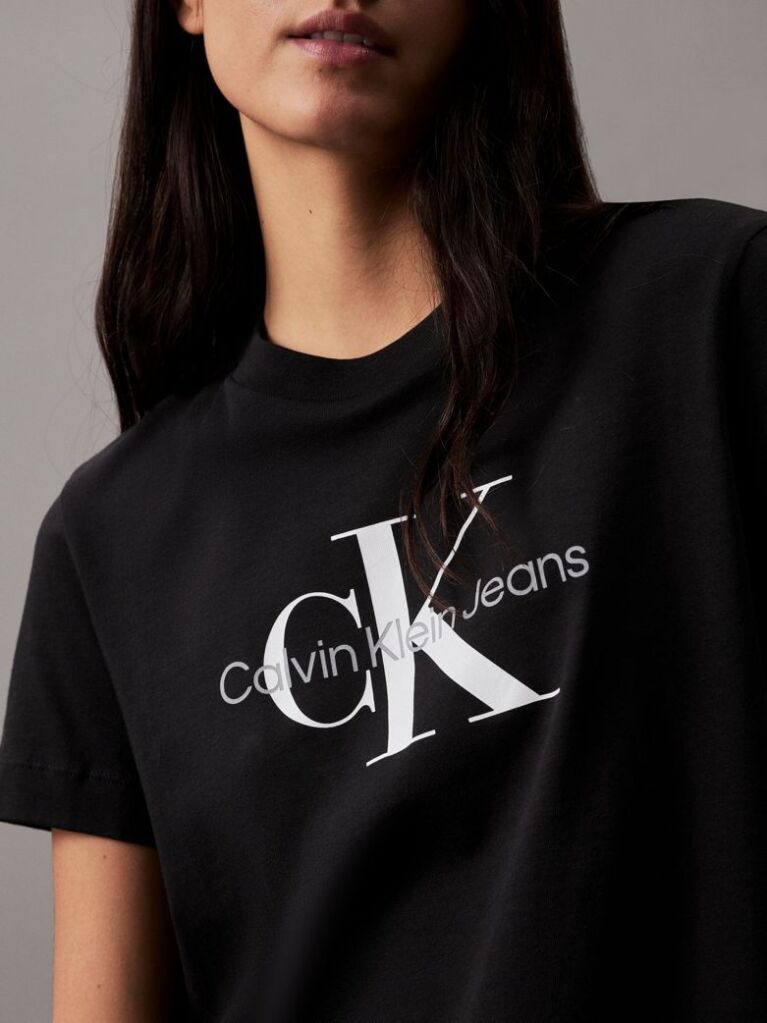 Negru Tricou Cu Logo Monograma  Femei