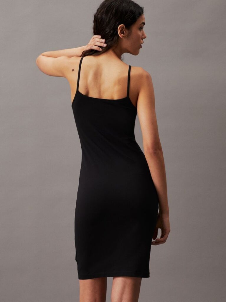 Negru Rochie Cami Slim Cu Monograma  Femei