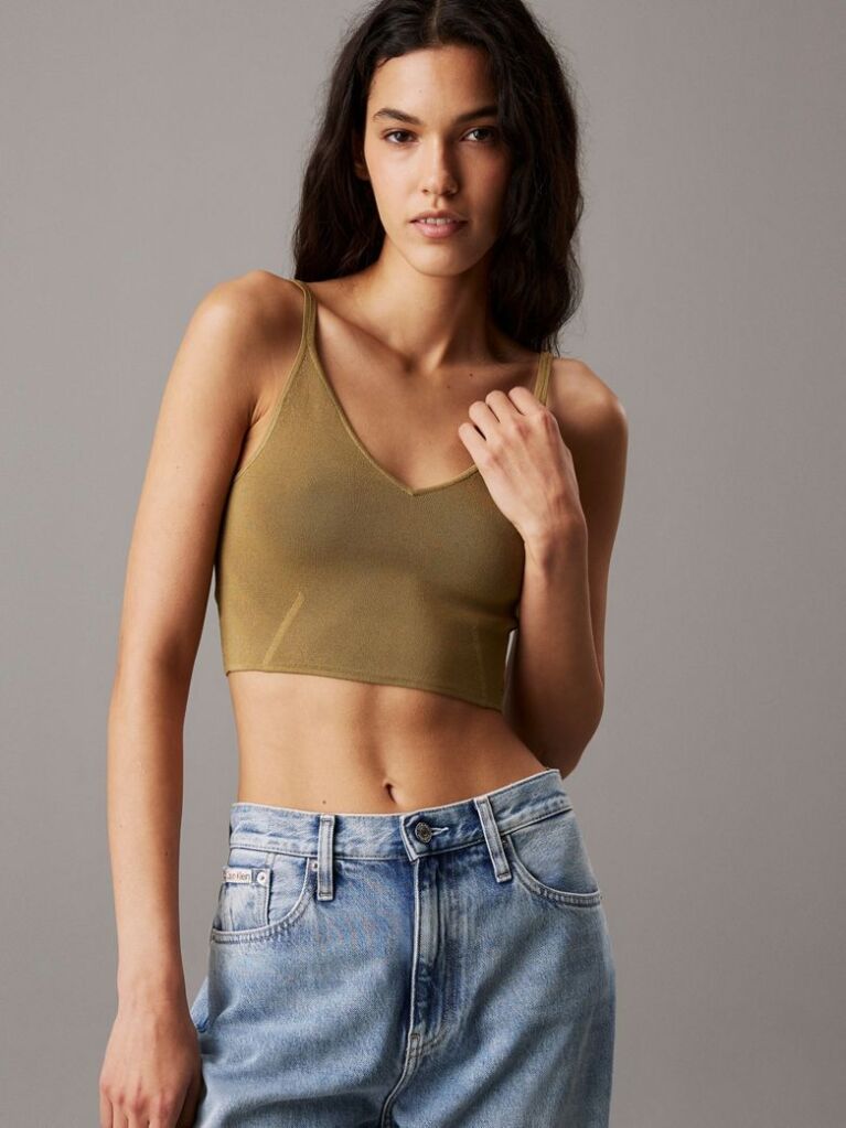 Verde Top Tip Bralette Din Tricot Elastic  Femei
