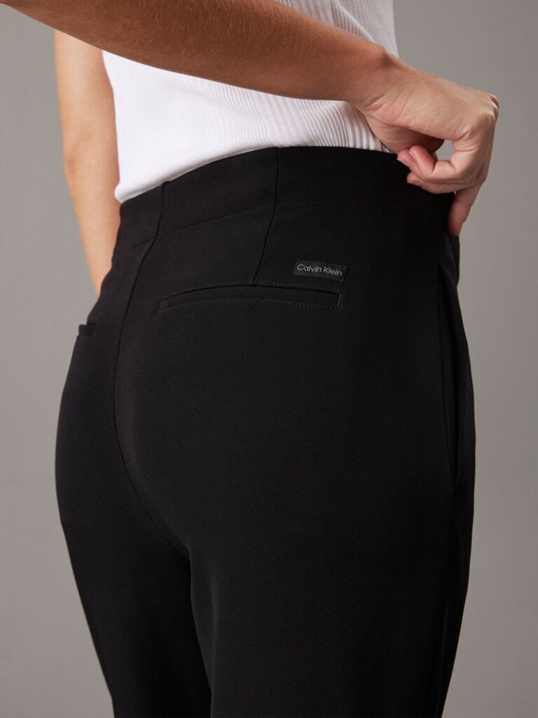 Black Slim Crepe Split Hem Trousers  Women