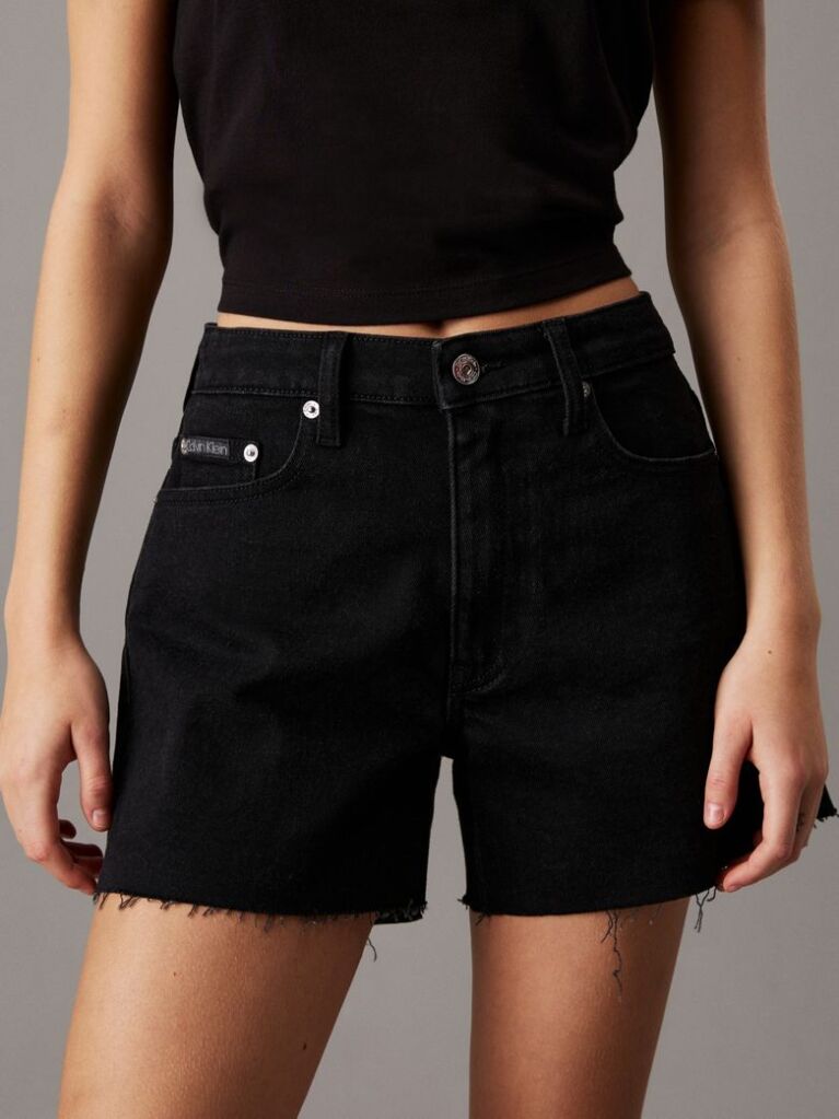 Black Denim Mom Shorts  Women