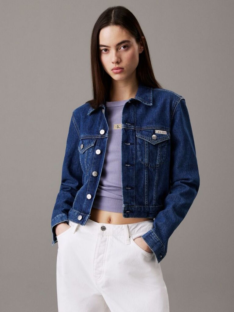 Denim Jacheta Denim Cropped Stil Anii 90  Femei