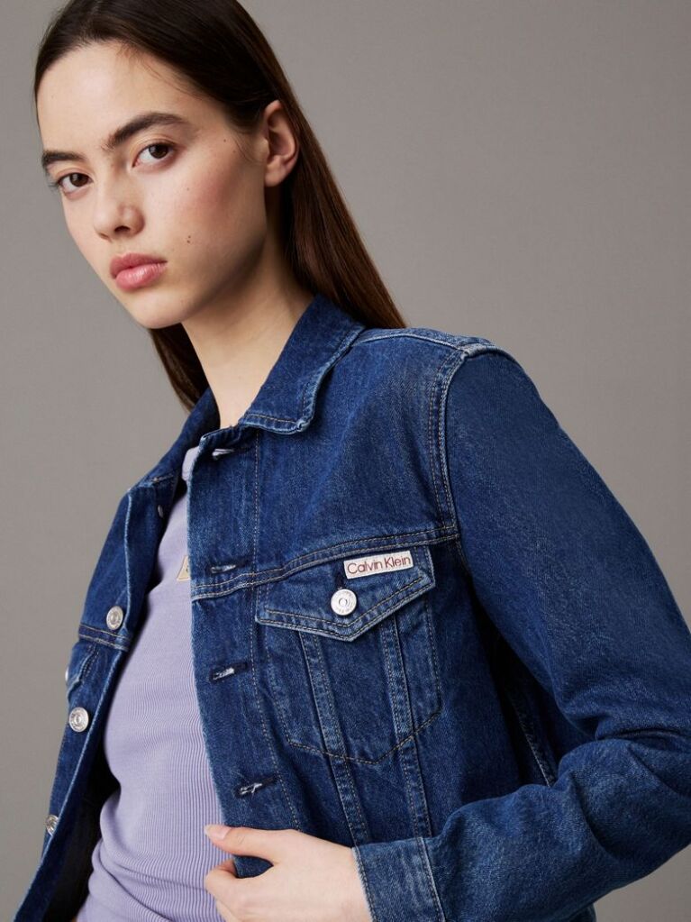 Denim Jacheta Denim Cropped Stil Anii 90  Femei