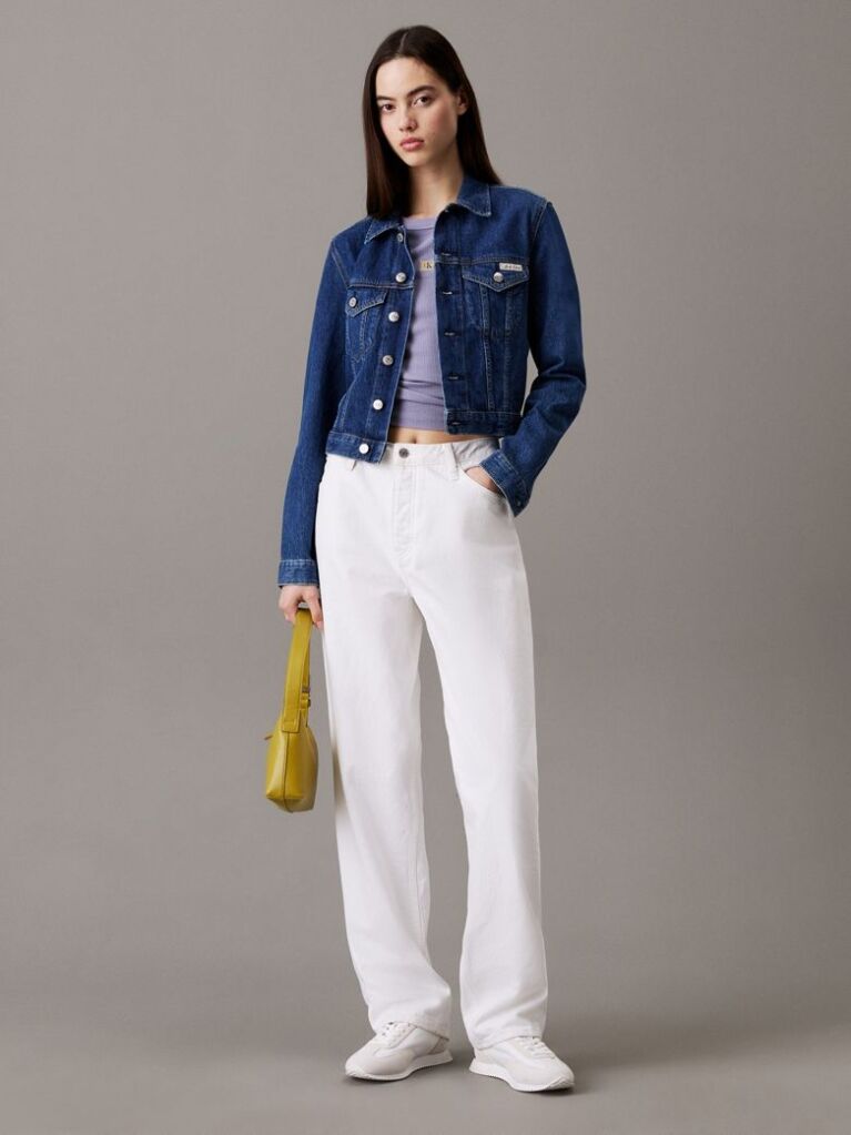 Denim Jacheta Denim Cropped Stil Anii 90  Femei