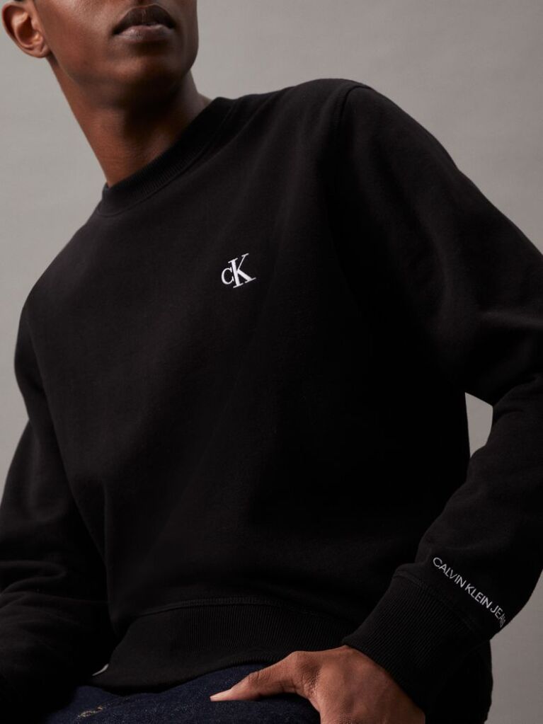 Negru Hanorac Fleece Din Amestec De Bumbac  Barbati