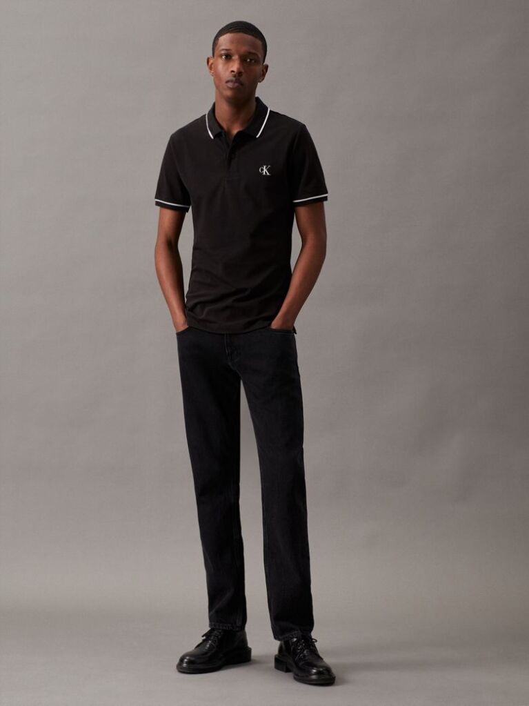 Negru Tricou Polo Slim  Barbati