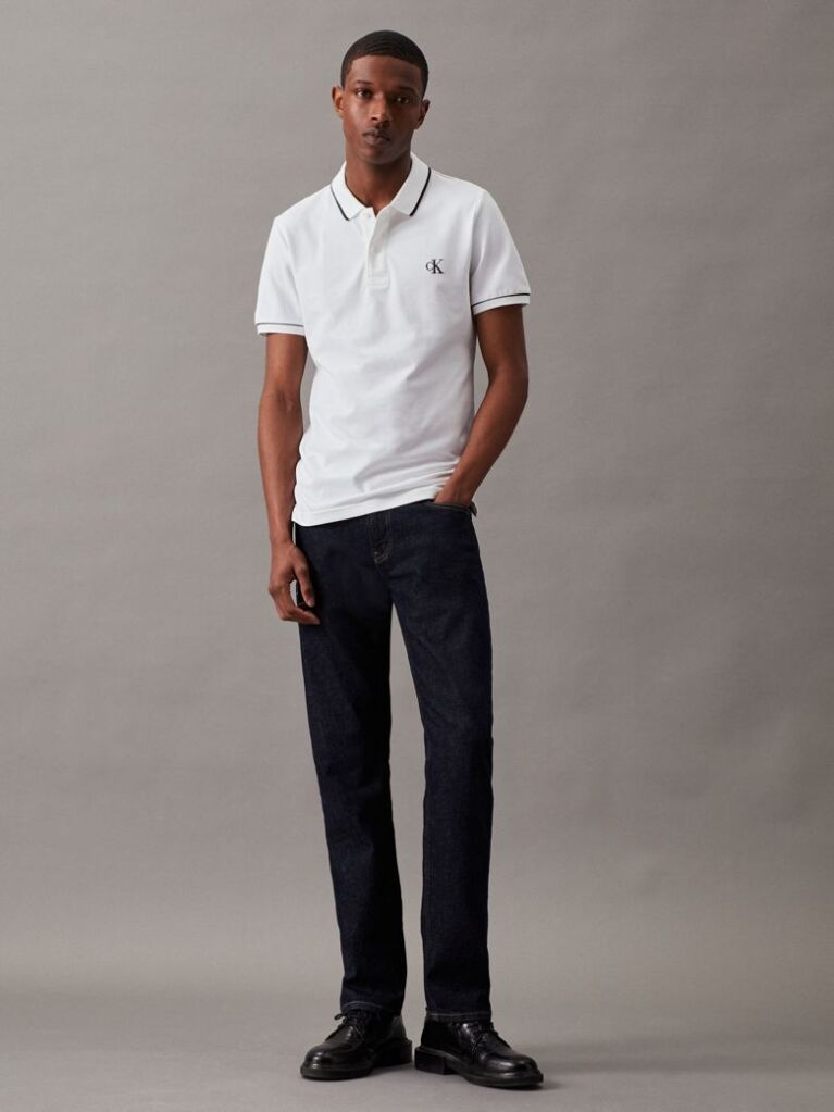 Alb Tricou Polo Slim  Barbati