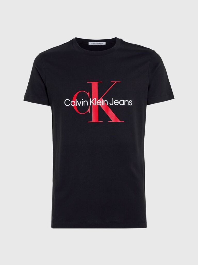 Negru Tricou Slim Cu Logo Monograma  Barbati