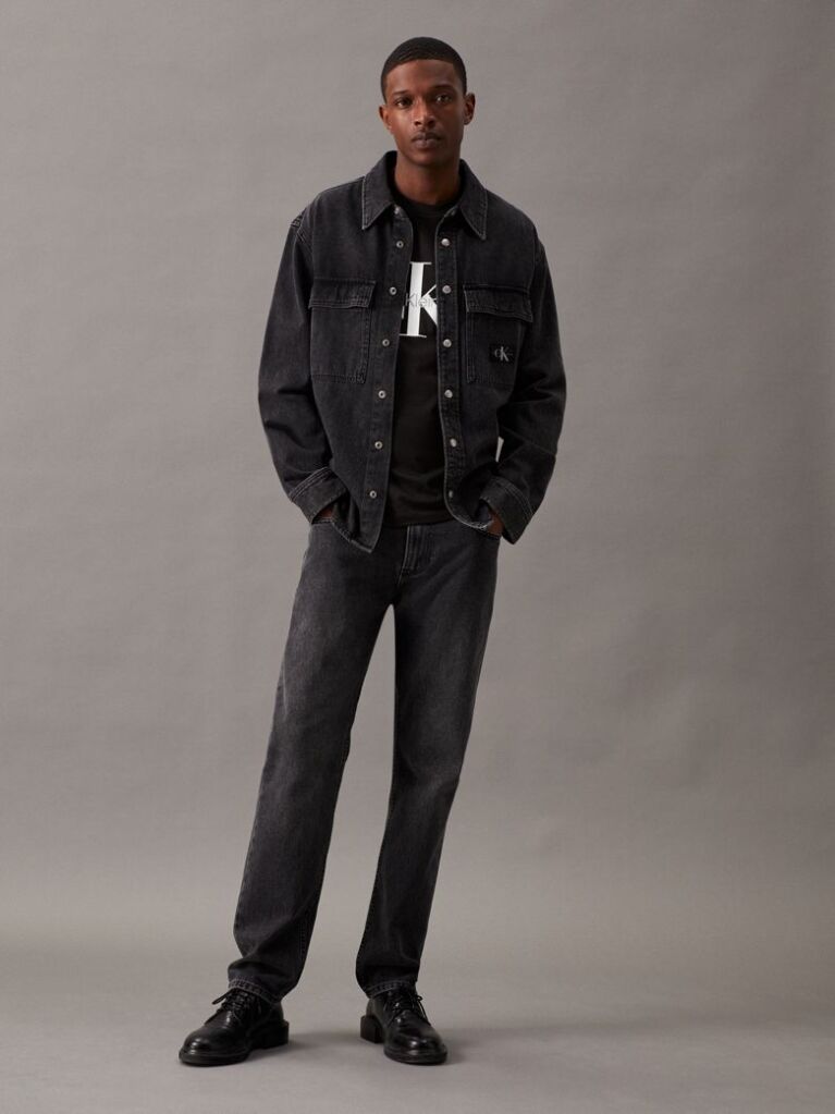 Negru Tricou Slim Cu Logo Monograma  Barbati