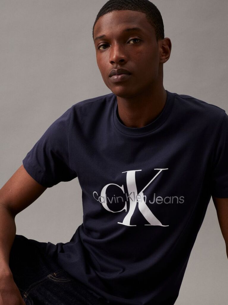 Blue Monogram Slim T-Shirt  Men