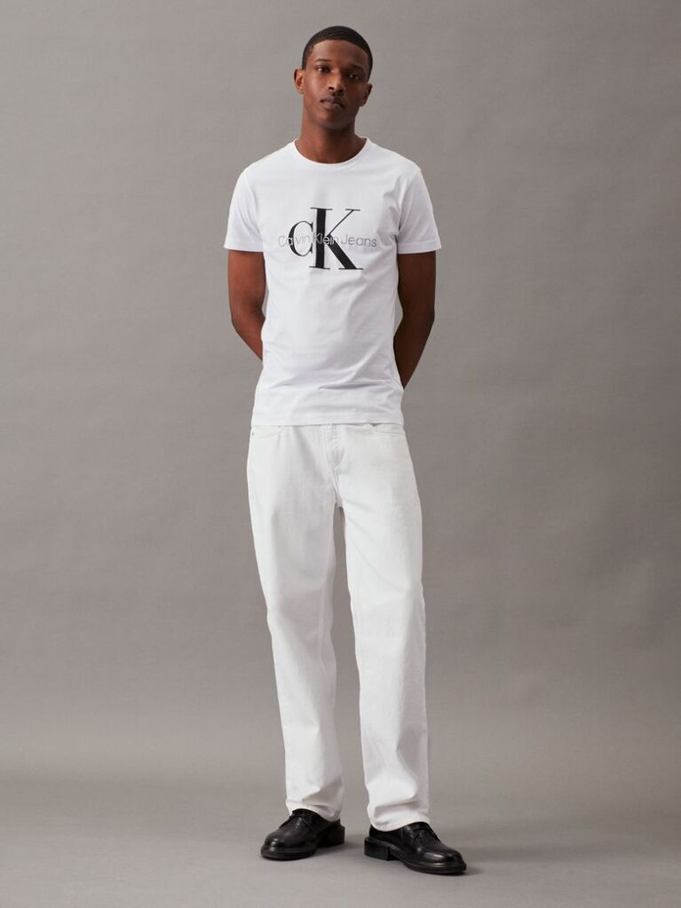 Alb Tricou Slim Cu Logo Monograma  Barbati