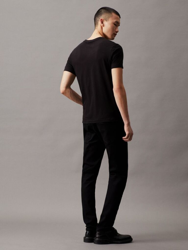Negru Tricou Slim Cu Buzunar Si Logo Monograma  Barbati