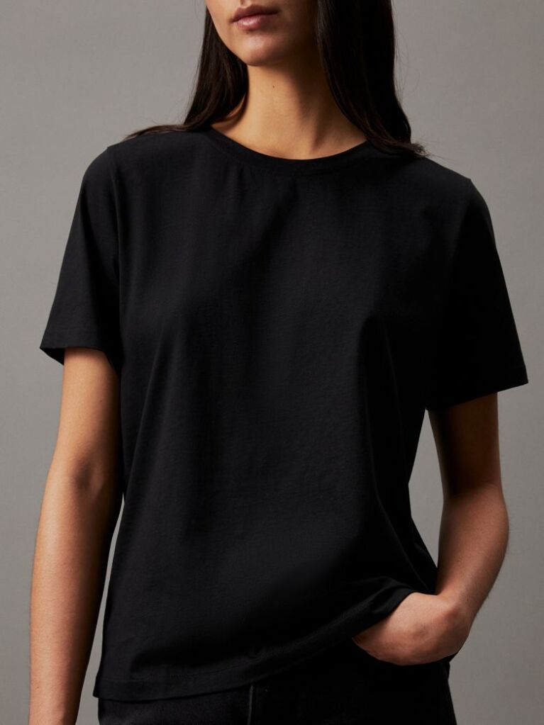 Negru Tricou Din Bumbac Moale  Femei