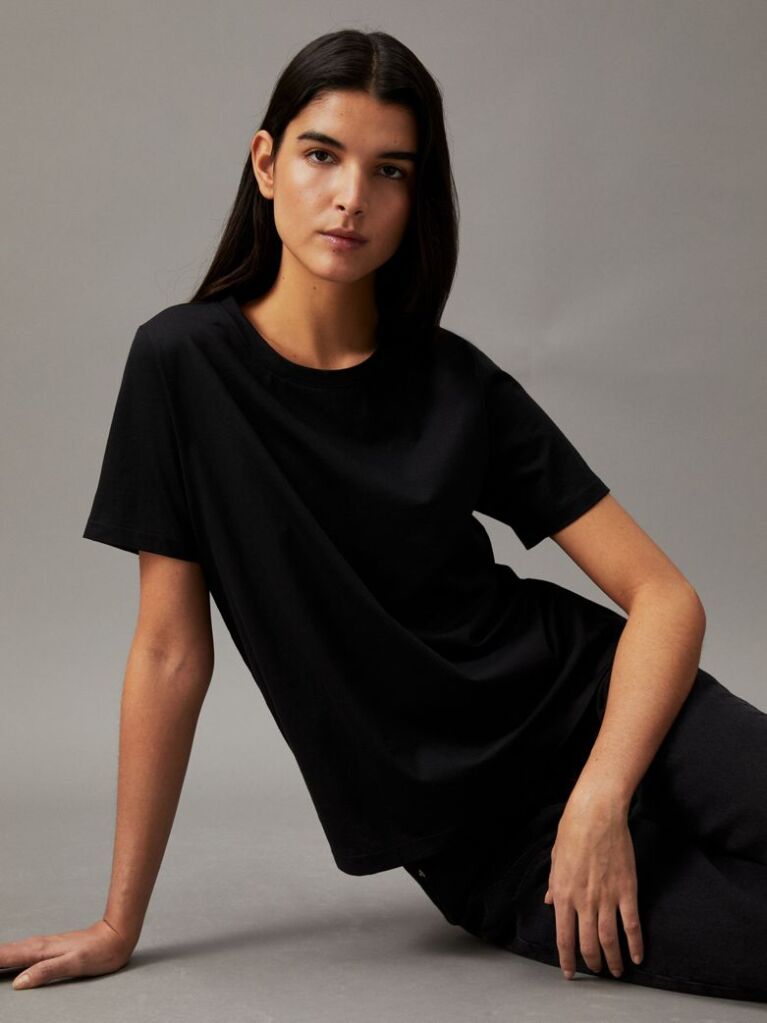 Negru Tricou Din Bumbac Moale  Femei