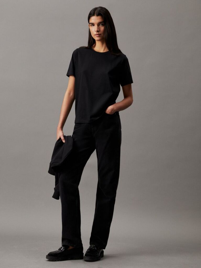 Negru Tricou Din Bumbac Moale  Femei
