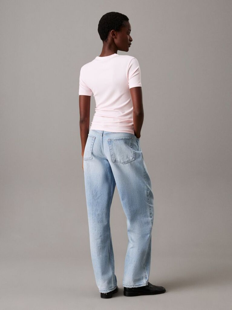 Pink Slim Ribbed Modal T-shirt  Women