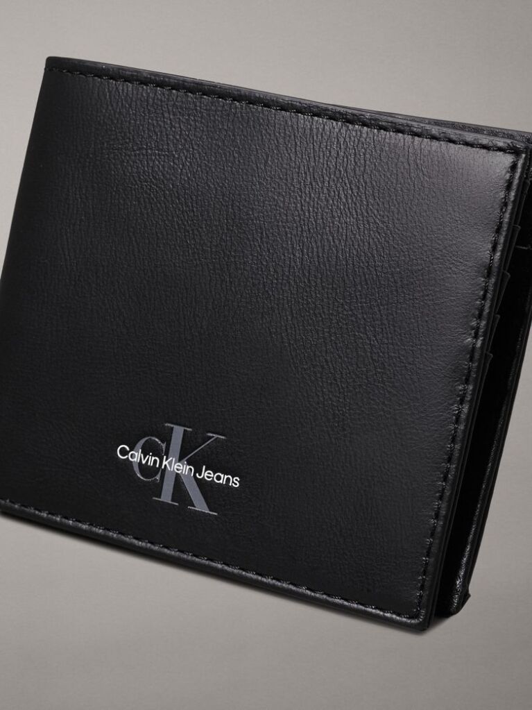 Black Leather RFID Billfold Wallet  Men