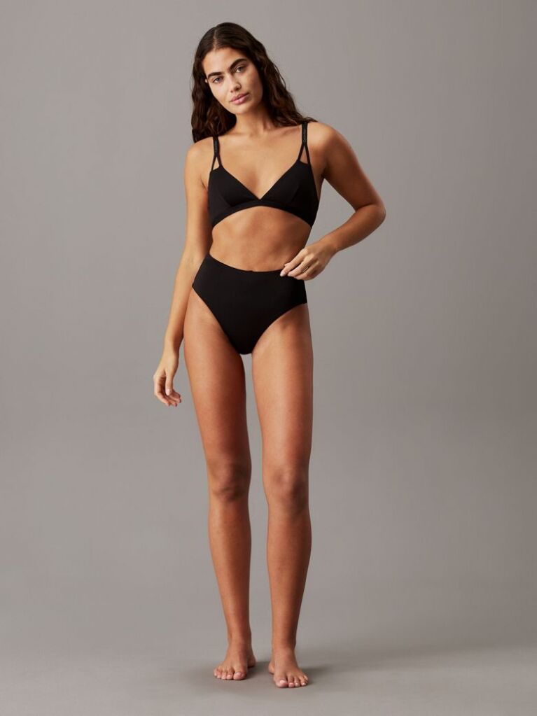 Black Triangle Bikini Top - CK Split Elastic  Women