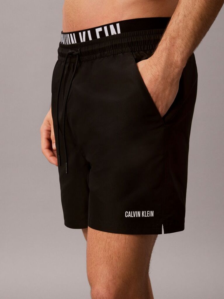 Black Double Waistband Swim Shorts - Intense Power  Men